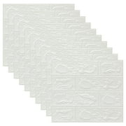 3D Wall Panels Peel and Stick Wallpaper,Self Adhesive Waterproof Foam Faux Brick for Living Room,Bedroom,Laundry,Kitchen,Fireplace,TV Wall Decoration (White 10 Pack,14x15.2inch)